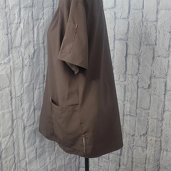 CARHARTT Cross Flex Women's Y Neck Brown Scrub Top Medium - Picture 6 of 10